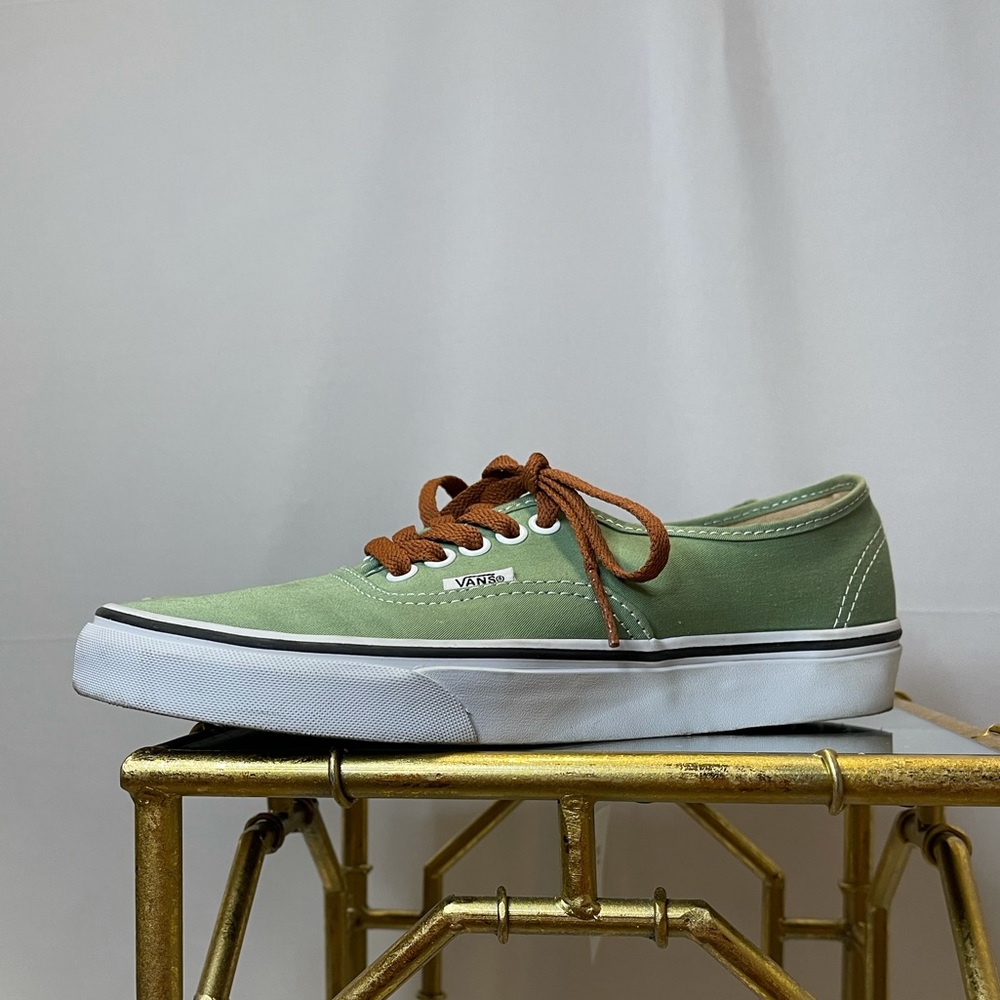 Vans Seafoam Green Shoes with Brown Laces